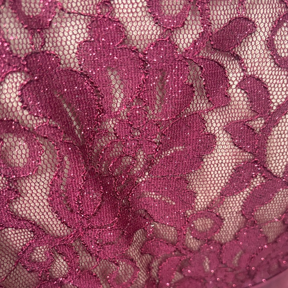 R & M Richards Burgundy Lace Prom Dress - Picture 9 of 9